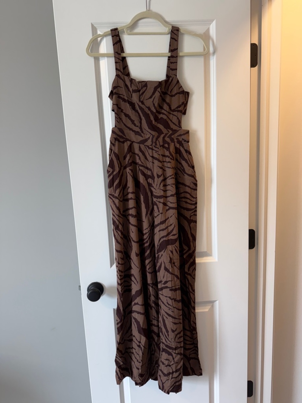 Brown Tiger-Print Wide-Strap Jumpsuit